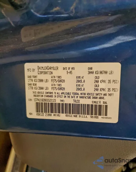 2006 Dodge Ram 1500 St z USA, uszkodzony, nr VIN 1D7HU18286S522123